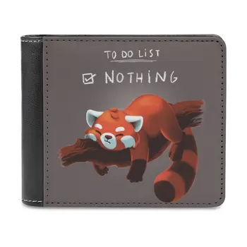 Красная панда На день-Ничего не нужно делать-Милое пушистое животное-Откладывать на потом Кожаный бумажник Мужской кошелек Зажимы для денег Redpanda Panda