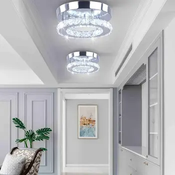 Современная мини-светодиодная люстра с полуподвесным хрустальным освещением Потолочный хрустальный светильник для спален, столовых, прихожей