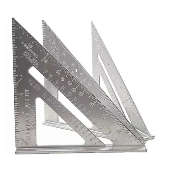 Треугольная линейка 7-дюймовый измерительный инструмент Плотницкие инструменты из алюминиевого сплава Дюймовая Метрическая Угловая линейка Скоростные Квадратные Деревообрабатывающие инструменты