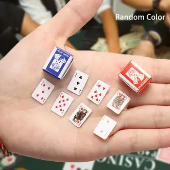Милые миниатюрные игры в покер, мини-игральные карты, супер мини-набор карт для покера с пальчиками, миниатюра для кукол, аксессуар для украшения дома
