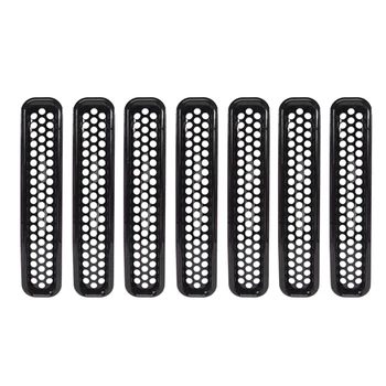 Комплект вставок для решетки радиатора с ячеистой сеткой, комплект аксессуаров для Jeep Wrangler TJ & Unlimited 1997-2006 годов выпуска (7 шт.)