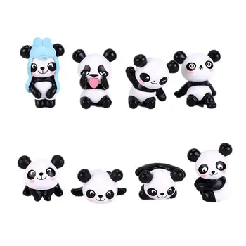 Украшения приборной панели Mini Panda, 8 шт., Милая панда, украшение консоли, Миниатюрные фигурки кукол и игрушки Mini Panda, Игровой набор для стола