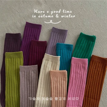 35 Цветов Детские носки до колена для мальчиков и девочек, хлопковые мягкие детские носки с длинными рукавами для младенцев, школьные чулки для детей