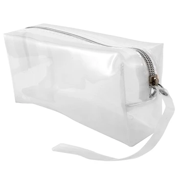 Большой прозрачный пенал на молнии, косметический желейный пенал, студенческая канцелярская коробка для ежедневного использования.