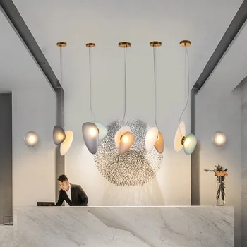 Современная минималистичная Творческая личность Cobblestone LED Подвесной светильник Ресторан Спальня Подвесные светильники из цветного стекла Бесплатная Доставка