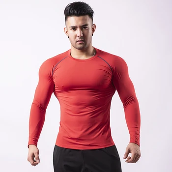 2020 Новая компрессионная рубашка, мужская футболка с длинными рукавами для занятий спортом, фитнесом, мужская одежда для тренажерных залов, защита от сыпи на мышцах, мужской тренажерный зал