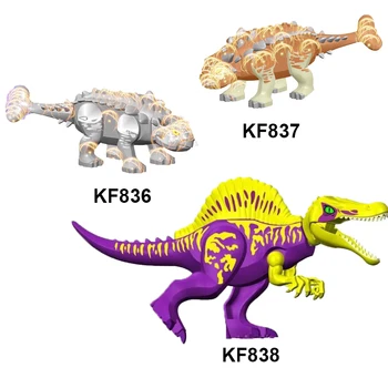 Динозавр Серебристо-Коричневый Анкилозавр Спинозавр Большие Строительные Блоки Фигурки Детские Развивающие Игрушки из АБС-пластика KF836 KF837 KF838