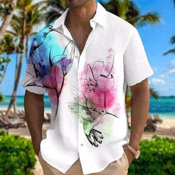 Гавайская рубашка Мужские Топы Негабаритной 3D Печати С Коротким Рукавом Мужская Винтажная Летняя Одежда Dazn Y2k Harajuku Уличная Мода