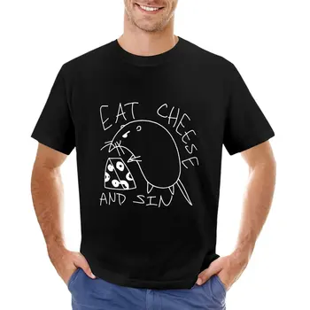 Ешь сыр и греши, милый крысиный сыр, забавная крысиная футболка, одежда в стиле хиппи, футболка нового выпуска, футболки для мальчиков, мужская футболка