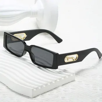 Модные маленькие Прямоугольные Женские солнцезащитные очки Бренд-дизайнер Винтажные квадратные Солнцезащитные Очки в стиле панк Мужские оттенки UV400 Прозрачные очки