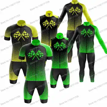 Майка для велоспорта с флагом Финишной черты, зимний термокомплект, желто-зеленая велосипедная одежда с длинным рукавом для мужчин и женщин, жилет для велоспорта