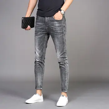Размер 27-36, мужские джинсы, весна-осень, классические модные повседневные облегающие эластичные эластичные брюки-карандаш из выстиранного денима с длинными рукавами
