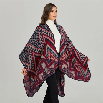 Женская зимняя новая Кашемировая сетчатая шаль с треугольным разрезом, утепленный теплый шарф, плащ-пашмина, женская шаль Bufanda Mujer, дизайн 2023