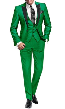 Мужской костюм, пиджак с отворотом и одной пуговицей, комплект из жилета и брюк