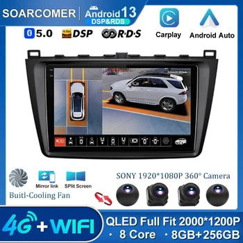 QLED Android 13 Автомобильный Радио Мультимедийный Плеер RDS Для Mazda 6 GH 2007-2012 Авторадио GPS Навигационная Камера WIFI IPS Экран Стерео