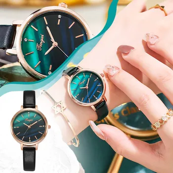Новые женские роскошные кварцевые часы из сплава, женские модные повседневные часы с циферблатом из нержавеющей стали, кожаные наручные часы Zegarek Damski