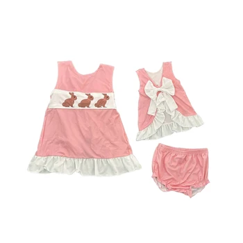 Новая детская Пасхальная одежда Комбинезон с кроликом, короткие рукава, Шорты с принтом Пасхального Кролика для маленьких девочек и мальчиков, наряды