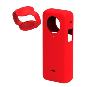 Силиконовый чехол для Панорамной Экшн-камеры Insta 360 X3 Силиконовый Защитный Чехол Anti-Drop Case (красный)