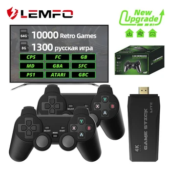 Игровая консоль LEMFO в стиле ретро, беспроводная игровая консоль 2.4 G, игровая приставка 4k 10000 игр, портативная игровая приставка Dendy для телевизора ПК