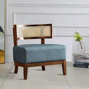 Скандинавский ротанговый диван-кресло для уличной мебели, стул из массива дерева, простые бытовые стулья для улицы на балконе небольшой квартиры