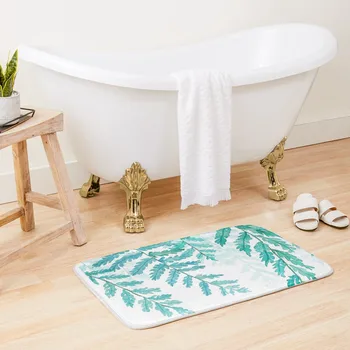 акварельный коврик для ванной с зеленым папоротником сверху донизу, Ковер для гостиной, Коврики для ванной, Коврик для ванной, унитаза