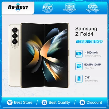 90% Новый Оригинальный Samsung Galaxy Z Fold 4 F936N 5G Мобильный Телефон 12 ГБ ОЗУ 256 ГБ ПЗУ Отпечаток пальца NFC 7,6 