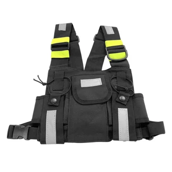 Нагрудный ремень безопасности, жилет со светоотражающей лентой, карманный рюкзак, кобура, жилет, универсальный регулируемый плечевой ремень для портативной рации
