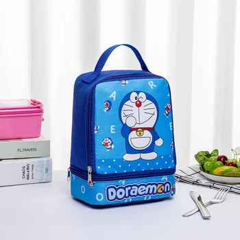 Детская сумка Doraemon, сумка для ланча, сумка для хранения молока и фруктов, двухслойная сумка для ланча, студенческий бенто
