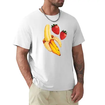 Футболка с рисунком клубники и банана, забавные мужские футболки для больших и высоких