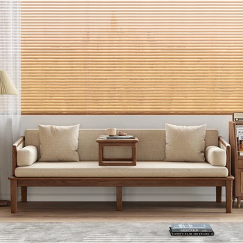 Кровать Luohan из массива дерева, новый китайский диван, гостиная, простая современная небольшая квартира, плетеный из ротанга диван-кровать arhat