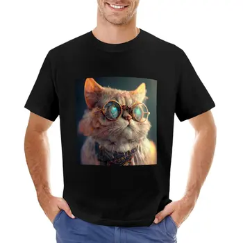 футболка с интеллектуальным котом, рубашка с животным принтом для мальчиков, топы больших размеров, мужские футболки с коротким рукавом
