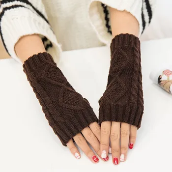 Стильные женские и универсальные женские перчатки без пальцев Термоперчатки Вязаные для перчаток Варежки Комбинированные с карманом