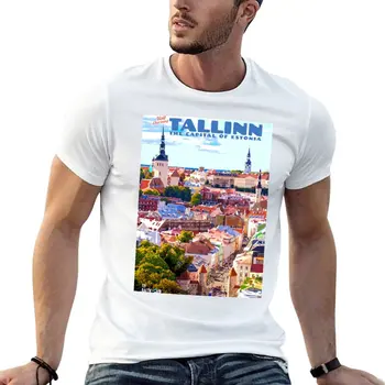 Новая футболка с плакатом о путешествии в Таллинн в винтажном стиле, спортивная рубашка, черная футболка, блузка, мужские забавные футболки с графическим рисунком