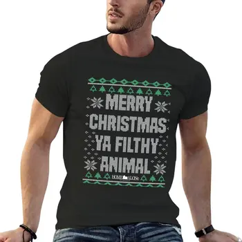 Один дома, С Рождеством, Я, Грязное животное, уродливый свитер, футболка, забавные футболки, футболки оверсайз, мужчины