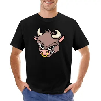 Футболка с сердитой головой быка, винтажная футболка, мужские футболки с графическим рисунком
