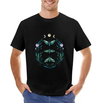 Футболка Lime Hawk Moths Night, летняя одежда, черная футболка с коротким рукавом, мужские футболки sublime