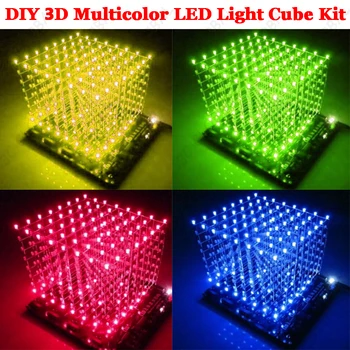 DIY Электронный 3D Многоцветный Светодиодный Световой Куб Комплект С Отличной Анимацией 3D8 8x8x8 Подарок 4,5-5,5 В Светодиодный Дисплей Электронный DIY Kit