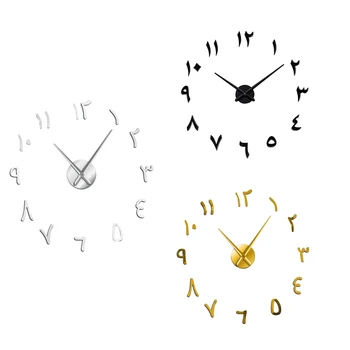 Большие Настенные Часы DIY Современные Бескаркасные 3D Кварцевые Часы С Зеркальными Цифрами 47 Дюймов Для Украшения Домашнего Офиса В Подарок
