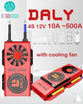 DALY 4S 12V 14.6V с охлаждающим вентилятором Lifepo4 Плата Защиты Литиевой Батареи 3.2V 3.7V BMS Balance 80A 100A 150A 200A 300A 500A