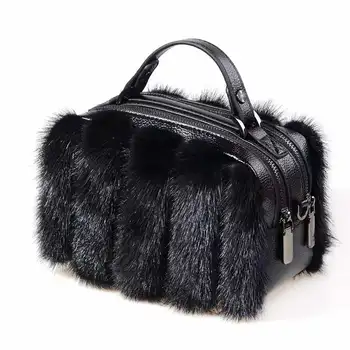 Меховые сумки через плечо Ms.Minshu, осенне-зимние сумки, женская сумка для телефона, женский кошелек из натурального меха норки для женщин