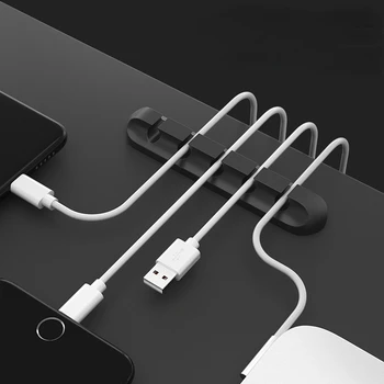 USB-органайзер для кабелей, устройство для намотки проводов, Силиконовый Фиксатор для галстуков, Органайзер для управления проводами, зажим для шнура, держатель для настольных телефонных кабелей.