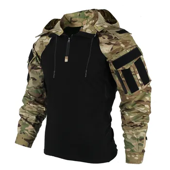 Камуфляжная многокамерная боевая футболка в стиле милитари армии США, мужская тактическая рубашка для страйкбола, пейнтбола, кемпинга, охоты