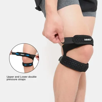 1шт двойной коленной чашечки дышащий гибкий коленного бандажа ремень Pad поддержка поможет уменьшить боль, болезненность фитнес упражнения давление