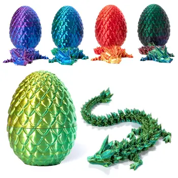 3D-печатный дракон с яйцом - Хрустальный дракон, игрушки-сюрпризы, гибкие шарнирные драконы для любителей драконов