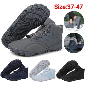 Зимняя теплая обувь для бега босиком, водонепроницаемые нескользящие дышащие резиновые кроссовки, уличные горные ботинки для женщин и мужчин