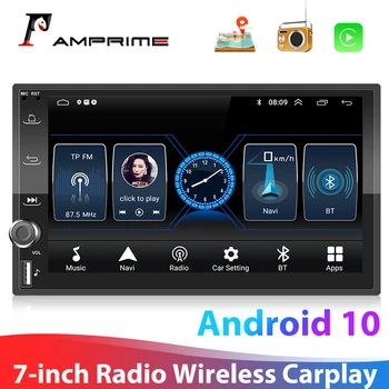 Автомобильный стереоприемник AMPrime Android 10 1 + 16G 2 Din GPS с сенсорным экраном и беспроводным Carplay Android Auto USB