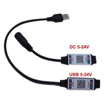DC USB 5V 12V 24V Mini RGB Bluetooth-совместимый контроллер Music BT Smart APP Controller Управление световой полосой для светодиодной ленты RGB