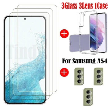 Полностью клеевое закаленное стекло для Samsung Galaxy A54, защитное стекло для Samsung A54, пленка для камеры Samsung A54, чехол 5G