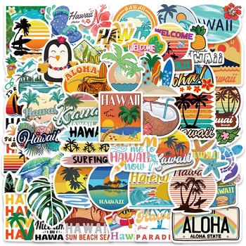 50 шт. /Упак. Креативный Блокнот с изображением Гавайского Пляжа и Моря, Мобильный Телефон, Изоляционная Чашка Для Планшета, Дорожный Чехол, Наклейки Для Гитары