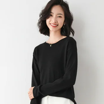 MRMT 2023, Новая женская весенне-осенняя футболка, Удобный Корейский свободный свитер с круглым вырезом, Универсальная Женская футболка с низом